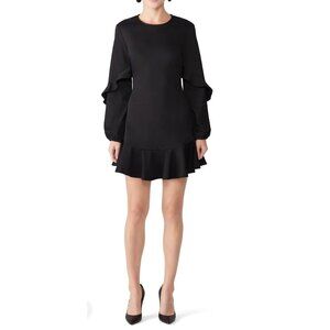 Shilla The Label Allure Frill Black Dress Sz Small Womens Ruffle Long Sleeve Min
